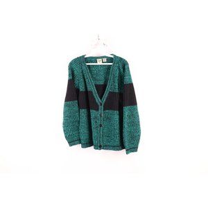 Vtg 90s Streetwear Womens Medium Chunky Ribbed Knit Kurt Cobain Cardigan Sweater